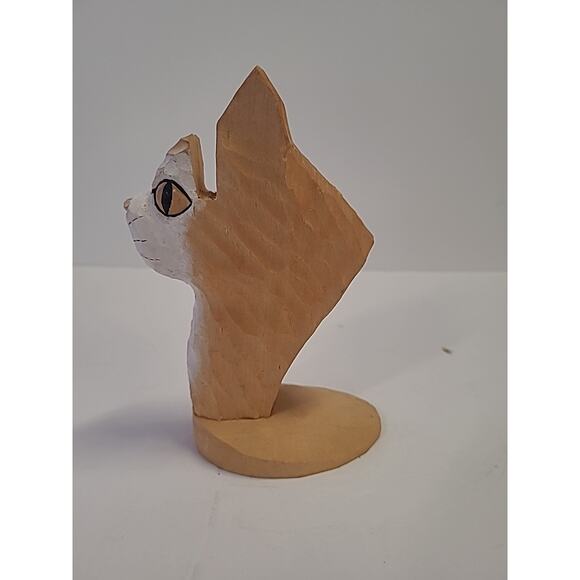 Peepers Eyeglass Holder Cat Kitty Kitten Orange Tabby Wood Hand Carved - Picture 8 of 10